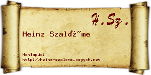 Heinz Szalóme névjegykártya